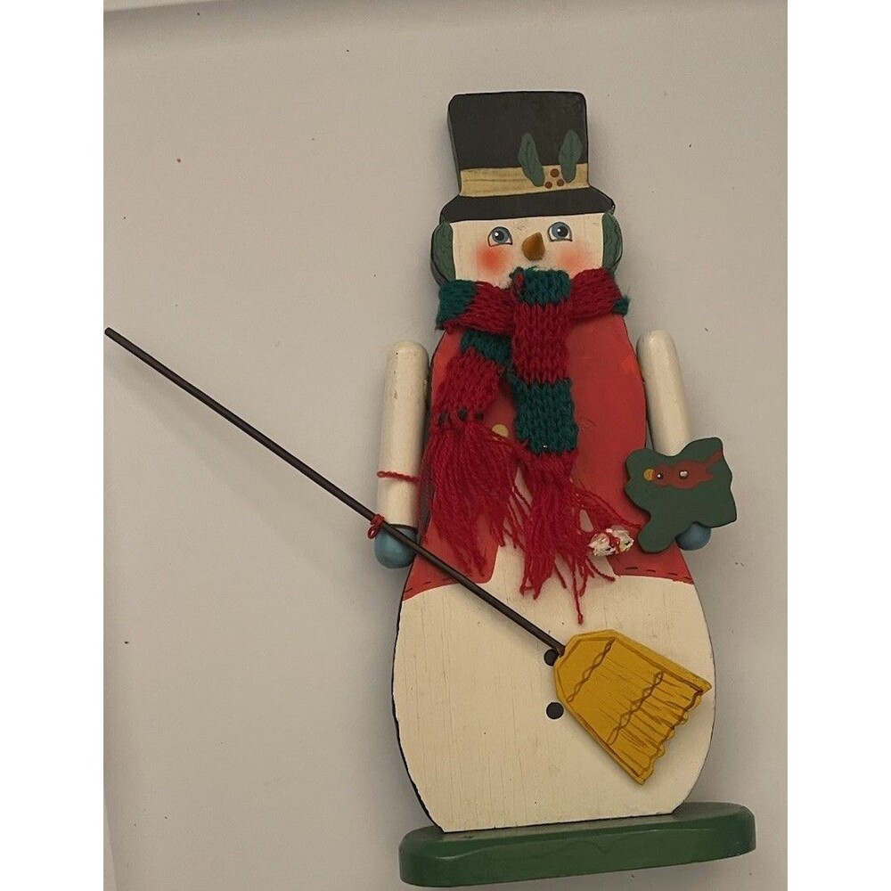 Wooden Snowman With Stand Table Top Decor Winter Holiday Christmas 10 in x 4.5 I